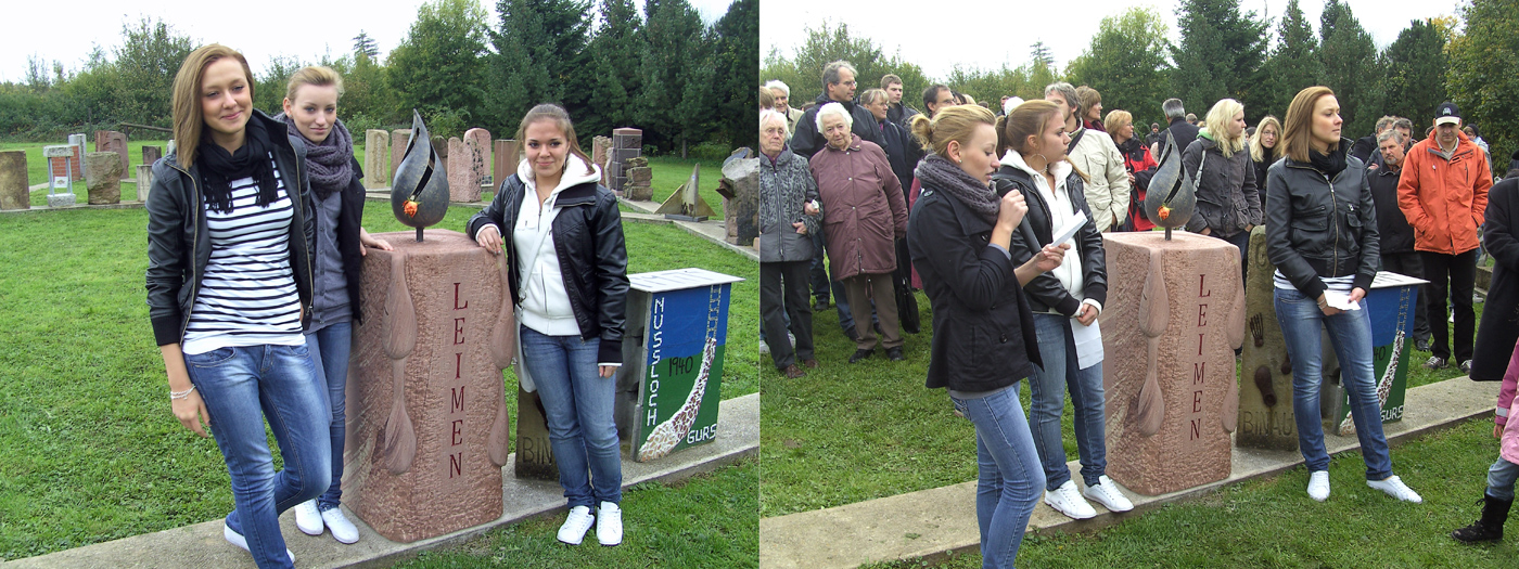 Sabina Kinderknecht, Anastasia Gammermajster und Katharina Belman am 17.10.2010 in Neckarzimmern und bei der Vorstellung des Leimener Gedenksteins